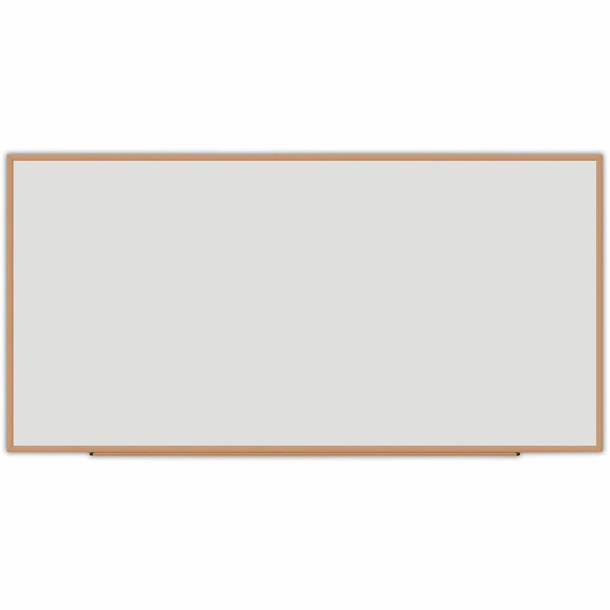 Universal Dry Erase Board - 96" (8 ft) Width x 48" (4 ft) Height - White Melamine Surface - Oak Medium Density Fiber (MDF) Frame - 1 Each