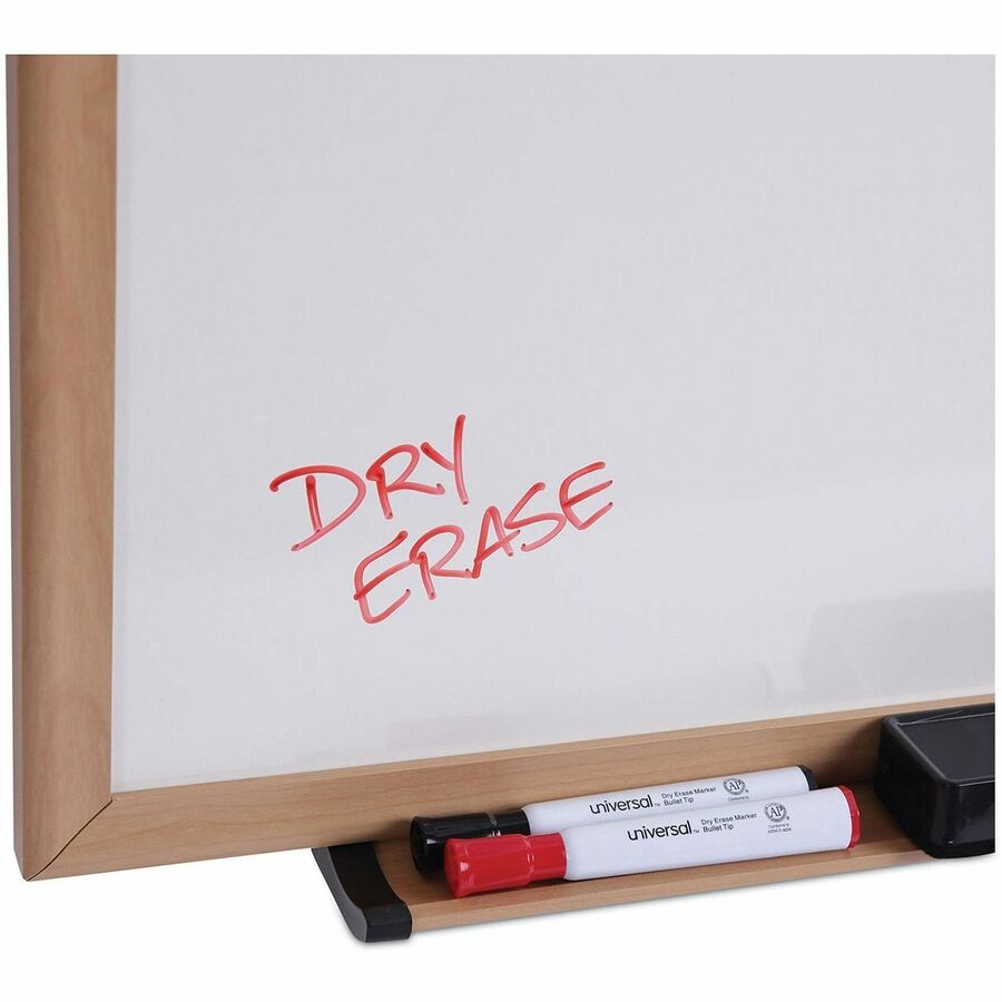 Universal Dry Erase Board - 72" (6 ft) Width x 48" (4 ft) Height - White Melamine Surface - Oak Medium Density Fiber (MDF) Frame - 1 Each