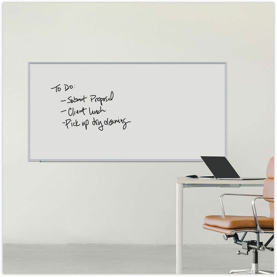 Universal Dry Erase Board - 96" (8 ft) Width x 48" (4 ft) Height - White Melamine Surface - Anodized Aluminum Frame - 1 Each