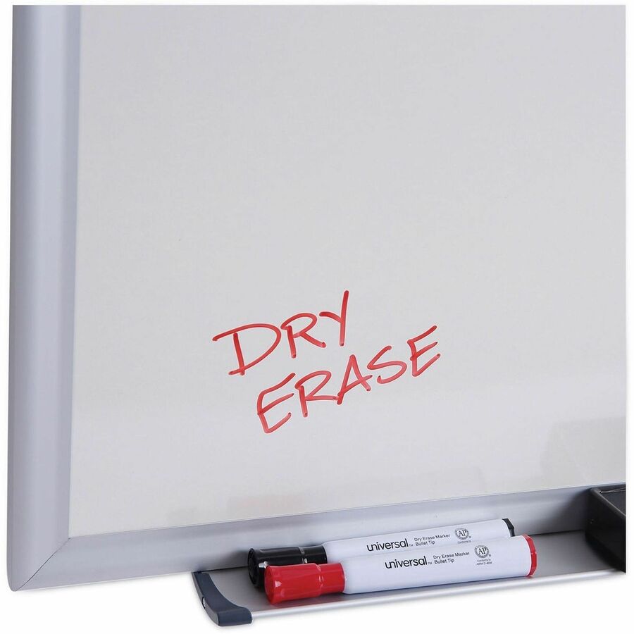 Universal Dry Erase Board - 96" (8 ft) Width x 48" (4 ft) Height - White Melamine Surface - Anodized Aluminum Frame - 1 Each