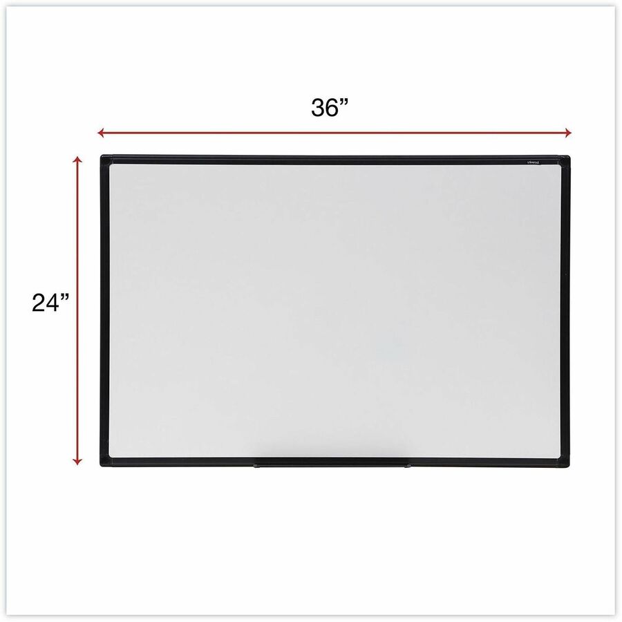 Universal Dry Erase Board - 36" (3 ft) Width x 24" (2 ft) Height - White Melamine Surface - Black Anodized Aluminum Frame - 1 Each