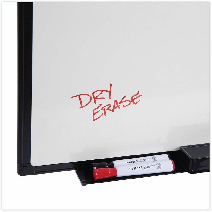 Universal Dry Erase Board - 24" (2 ft) Width x 18" (1.5 ft) Height - White Melamine Surface - Black Anodized Aluminum Frame - 1 Each
