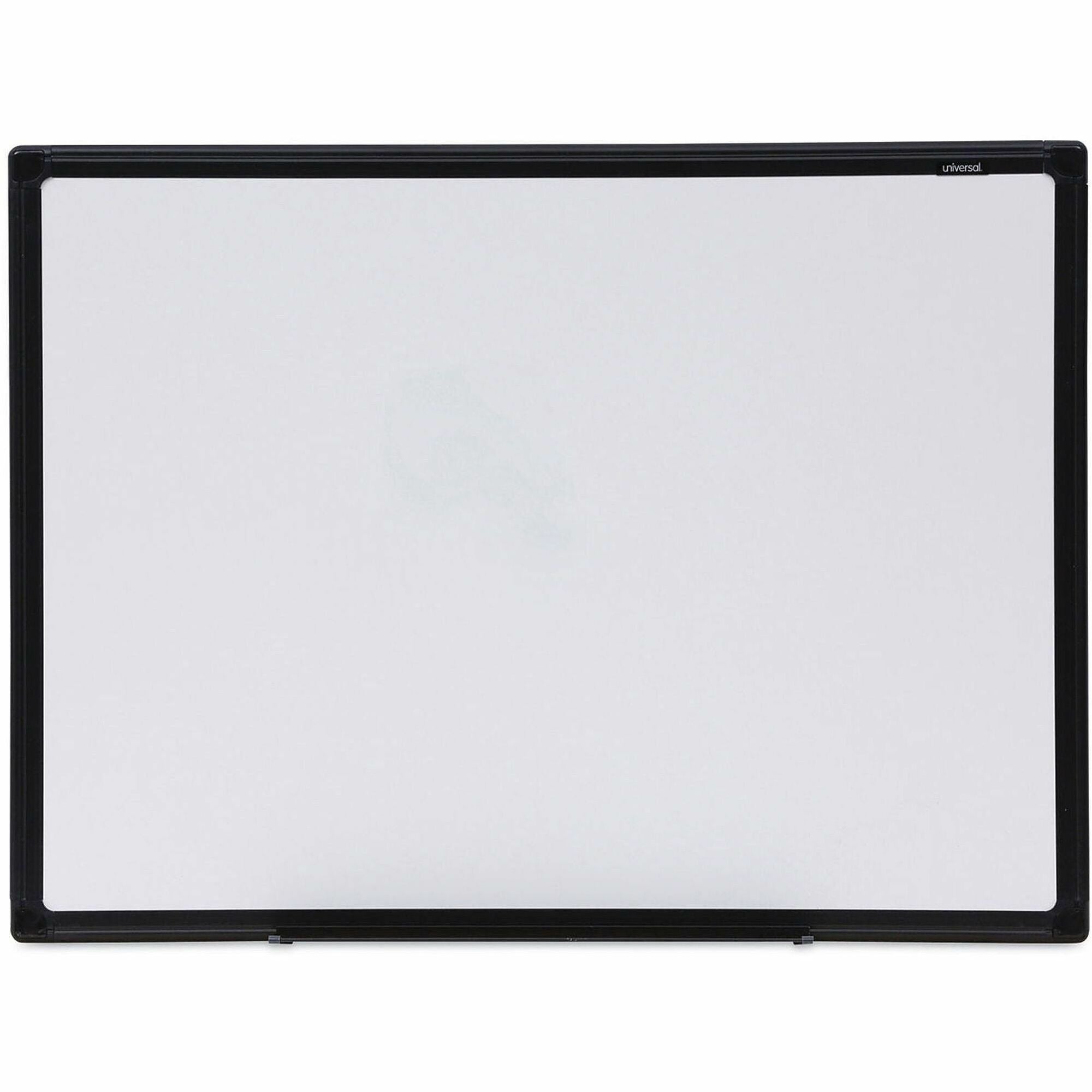 Universal Dry Erase Board - 24" (2 ft) Width x 18" (1.5 ft) Height - White Melamine Surface - Black Anodized Aluminum Frame - 1 Each