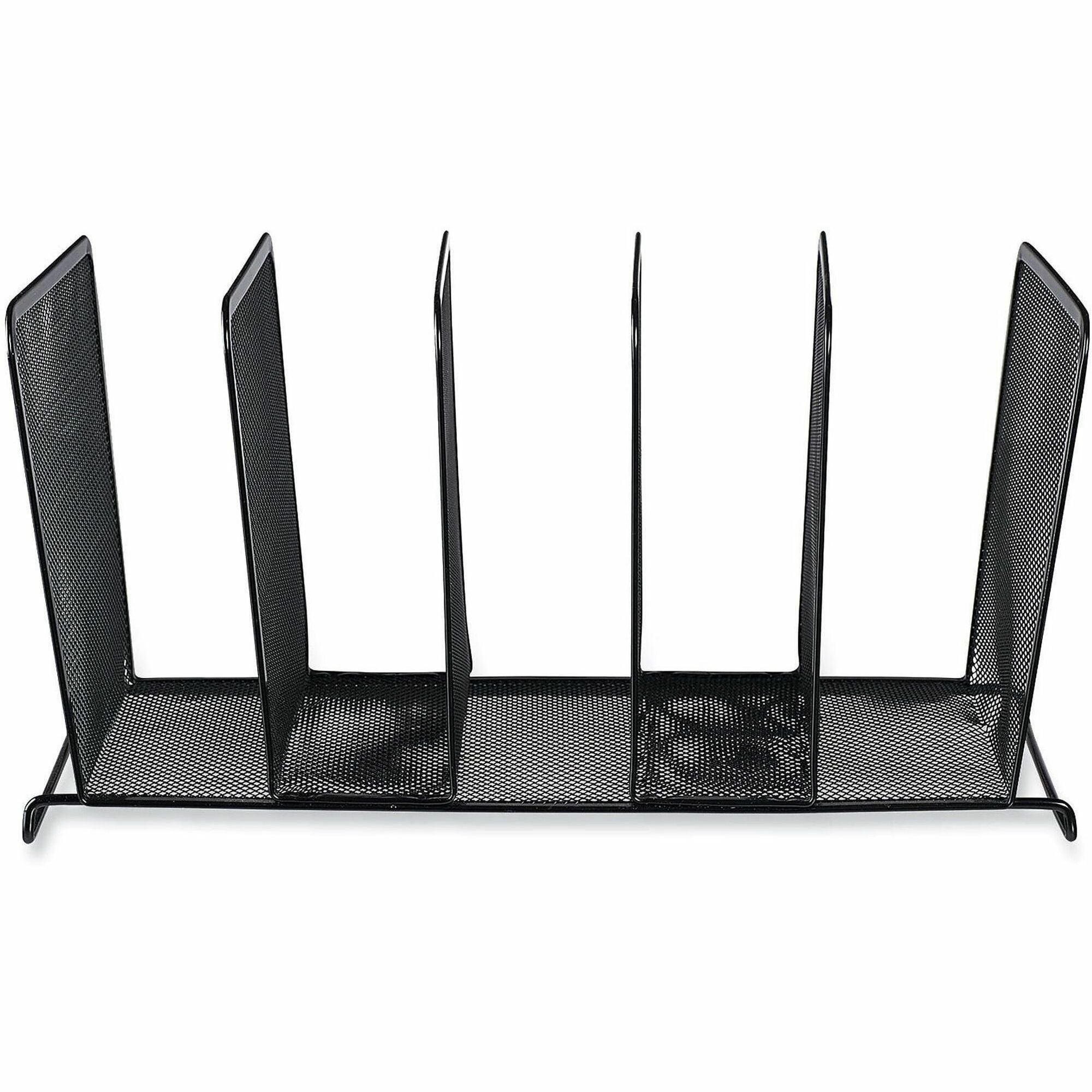 Universal Desktop File Sorter - 5 Compartment(s) - 7.50" Height x 14.63" Width x 8.13" Depth - Black - Metal Wire, Metal Mesh - 1 Each