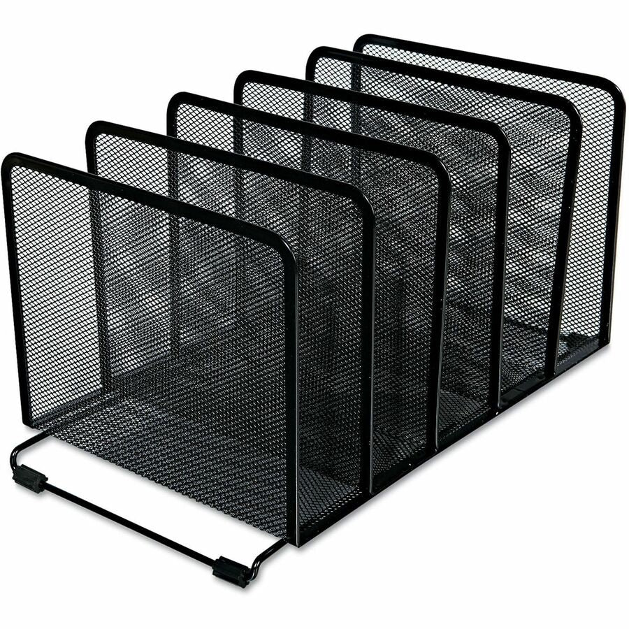 Universal Desktop File Sorter - 5 Compartment(s) - 7.50" Height x 14.63" Width x 8.13" Depth - Black - Metal Wire, Metal Mesh - 1 Each