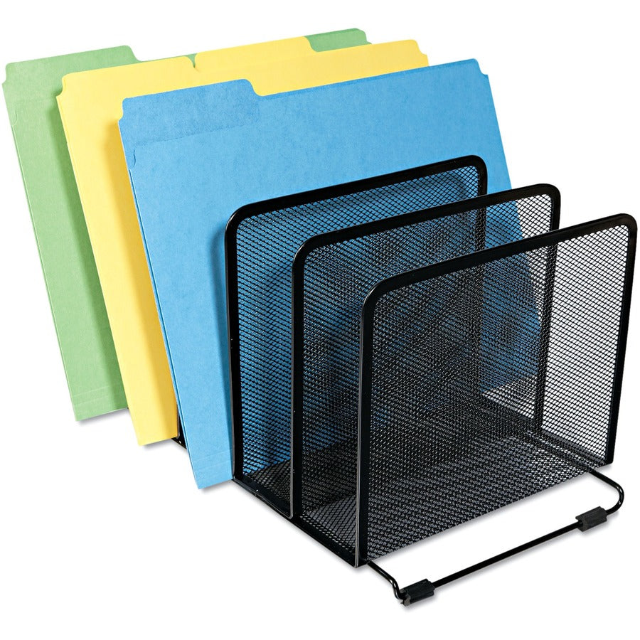 Universal Desktop File Sorter - 5 Compartment(s) - 7.50" Height x 14.63" Width x 8.13" Depth - Black - Metal Wire, Metal Mesh - 1 Each