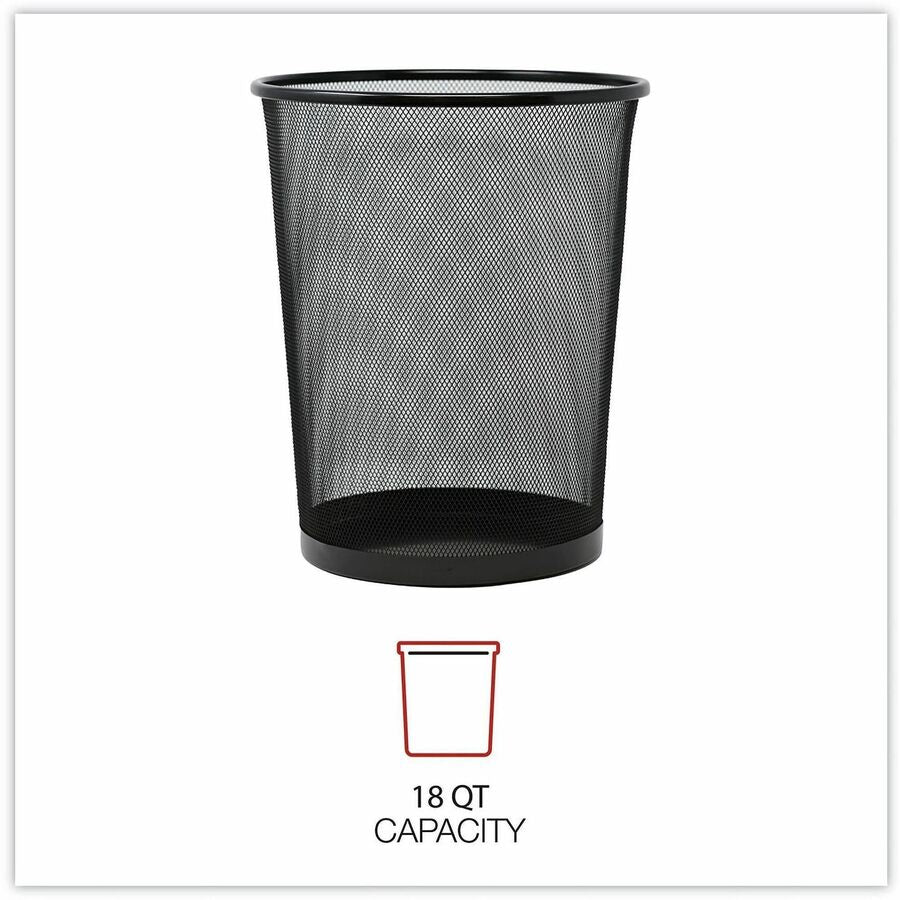 Universal Mesh Wastebasket, 18 qt, Steel Mesh, Black - Open Top - 4.50 gal Capacity - Round - 11.70" Opening Diameter - For Desk, Office - Durable, Sturdy, Breathable - 14.1" Height x 11.8" Width x 14.1" Depth x 11.8" Diameter - Steel Mesh - Powder Coa...