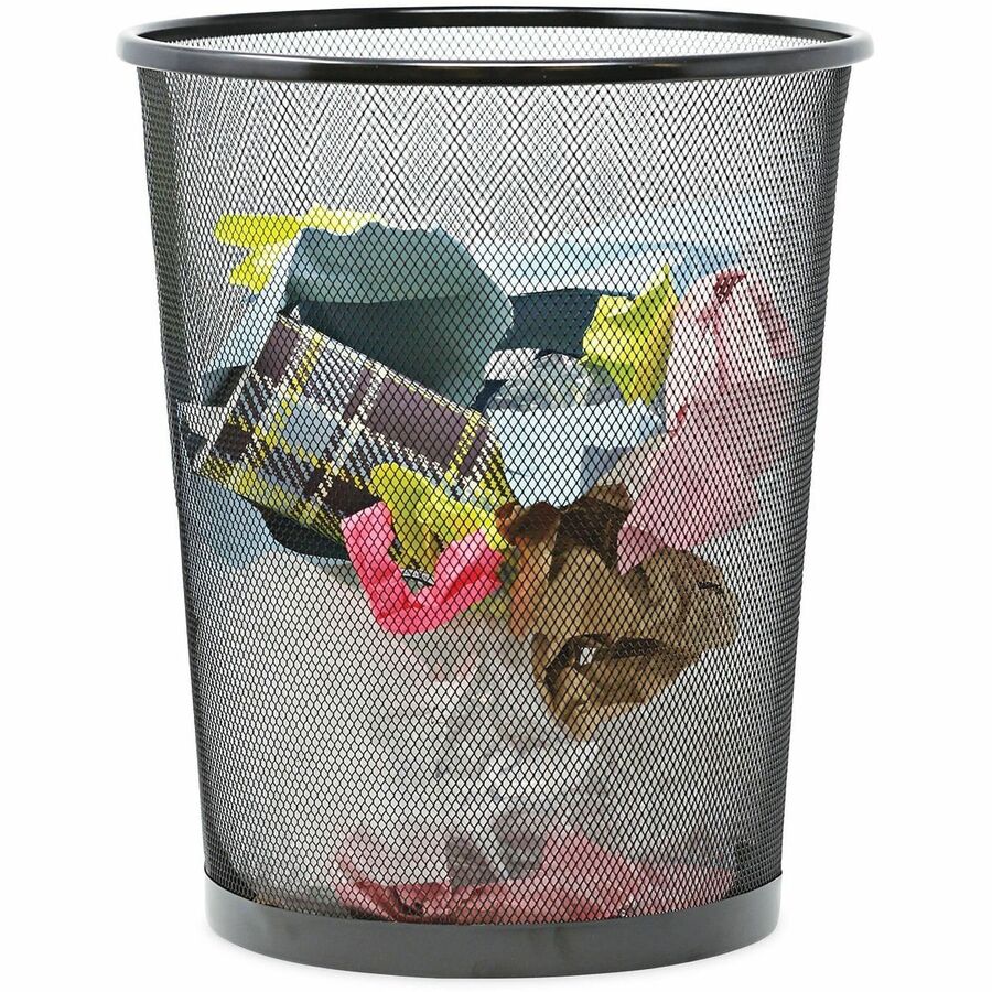 Universal Mesh Wastebasket, 18 qt, Steel Mesh, Black - Open Top - 4.50 gal Capacity - Round - 11.70" Opening Diameter - For Desk, Office - Durable, Sturdy, Breathable - 14.1" Height x 11.8" Width x 14.1" Depth x 11.8" Diameter - Steel Mesh - Powder Coa...