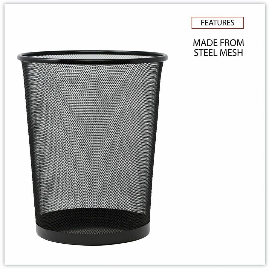 Universal Mesh Wastebasket, 18 qt, Steel Mesh, Black - Open Top - 4.50 gal Capacity - Round - 11.70" Opening Diameter - For Desk, Office - Durable, Sturdy, Breathable - 14.1" Height x 11.8" Width x 14.1" Depth x 11.8" Diameter - Steel Mesh - Powder Coa...