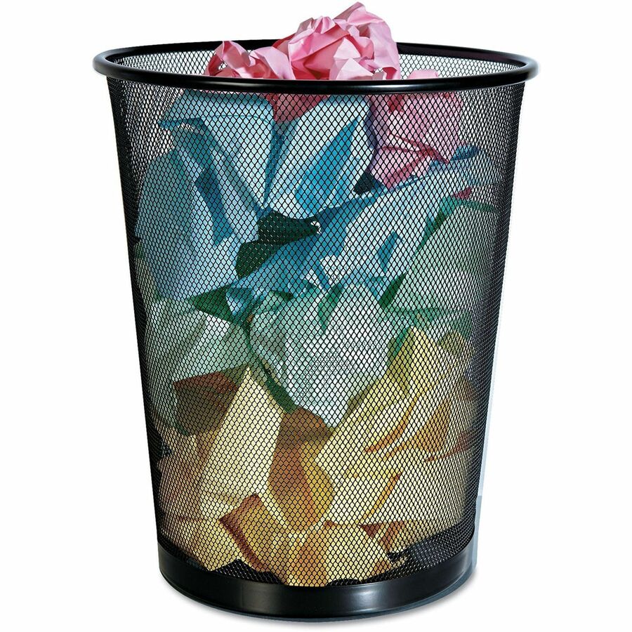 Universal Mesh Wastebasket, 18 qt, Steel Mesh, Black - Open Top - 4.50 gal Capacity - Round - 11.70" Opening Diameter - For Desk, Office - Durable, Sturdy, Breathable - 14.1" Height x 11.8" Width x 14.1" Depth x 11.8" Diameter - Steel Mesh - Powder Coa...