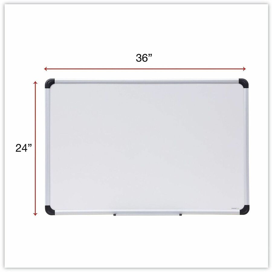 Universal Dry Erase Board - 36" (3 ft) Width x 24" (2 ft) Height - White Porcelain Surface - Silver Aluminum, Black Frame - Magnetic - 1 Each