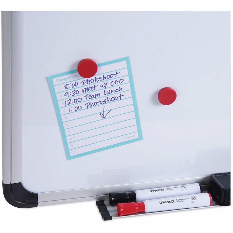 Universal Dry Erase Board - 72" (6 ft) Width x 48" (4 ft) Height - White Porcelain Surface - Silver Aluminum, Black Frame - Magnetic - 1 Each