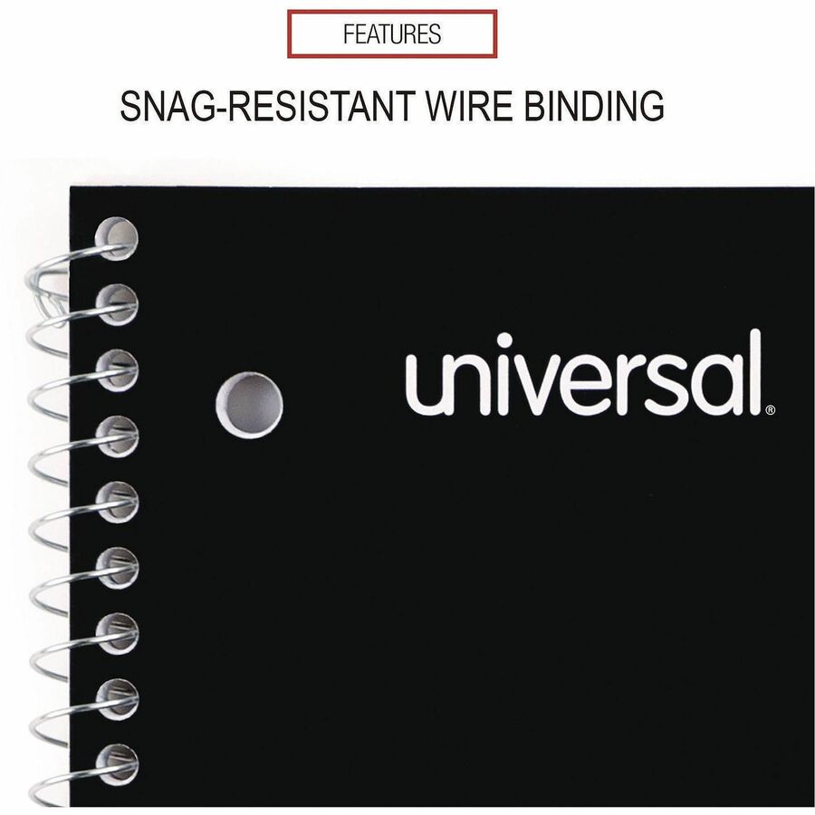 Universal Notebook - 3 Subject(s) - 120 Sheets - Spiral - Medium Ruled, College Ruled Front Ruling - 3 Hole(s) - 15 lb Basis Weight - 11" Height x 8.5" Width - White Paper - Black Paperboard Cover