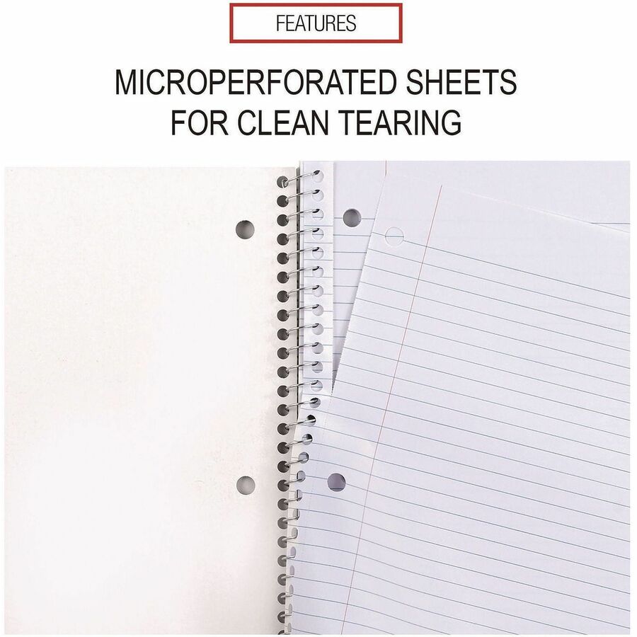 Universal Notebook - 3 Subject(s) - 120 Sheets - Spiral - Medium Ruled, College Ruled Front Ruling - 3 Hole(s) - 15 lb Basis Weight - 11" Height x 8.5" Width - White Paper - Black Paperboard Cover