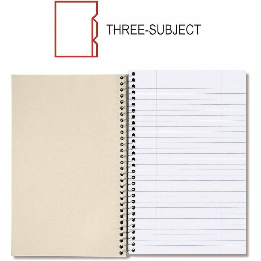 Universal Notebook - 3 Subject(s) - 120 Sheets - Spiral - Medium Ruled, College Ruled Front Ruling - 15 lb Basis Weight - 9.50" Height x 6" Width - White Paper - Black Paperboard Cover