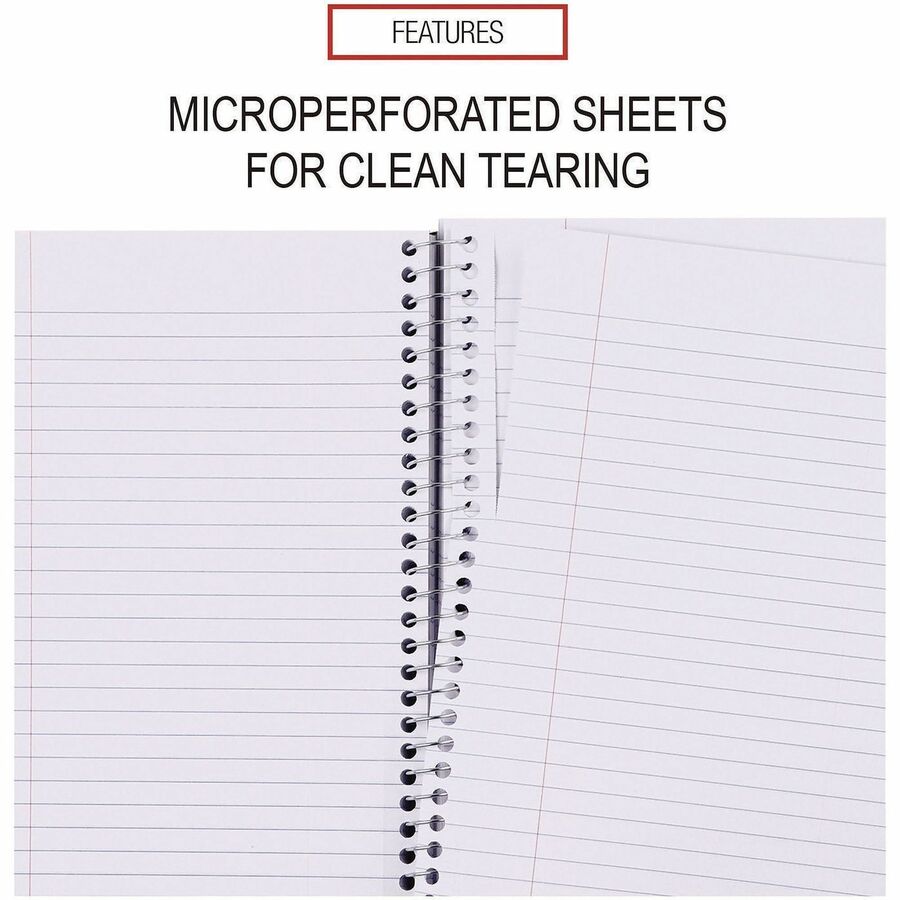 Universal Notebook - 3 Subject(s) - 120 Sheets - Spiral - Medium Ruled, College Ruled Front Ruling - 15 lb Basis Weight - 9.50" Height x 6" Width - White Paper - Black Paperboard Cover