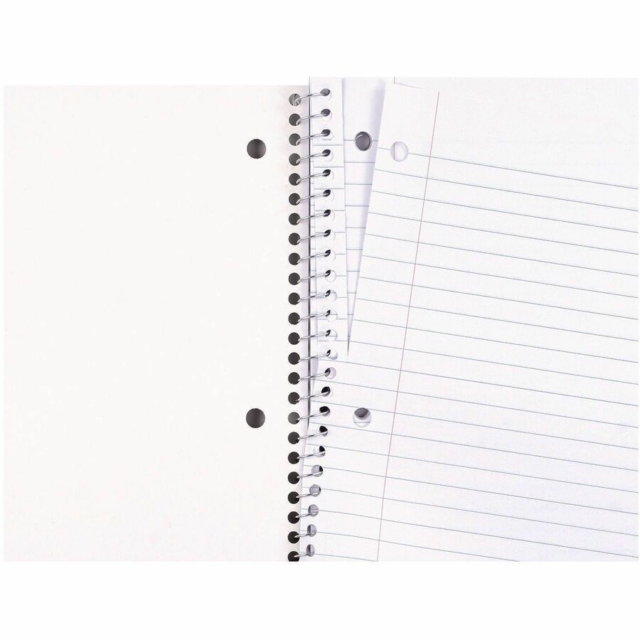 Universal Notebook - 1 Subject(s) - 70 Sheets - Spiral - Wide Ruled, Legal Ruled Front Ruling - 3 Hole(s) - 15 lb Basis Weight - 10.50" Height x 8" Width - White Paper - Black Paperboard Cover