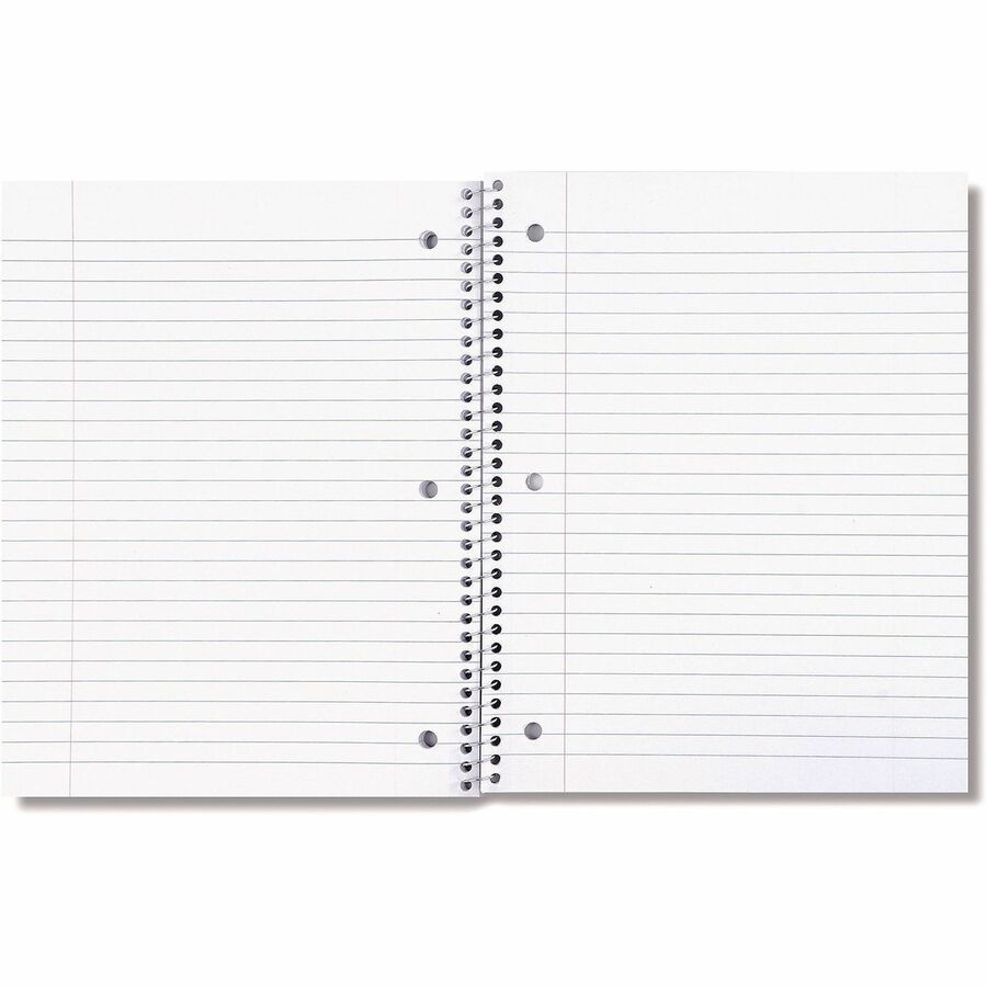 Universal Notebook - 1 Subject(s) - 70 Sheets - Spiral - Wide Ruled, Legal Ruled Front Ruling - 3 Hole(s) - 15 lb Basis Weight - 10.50" Height x 8" Width - White Paper - Black Paperboard Cover