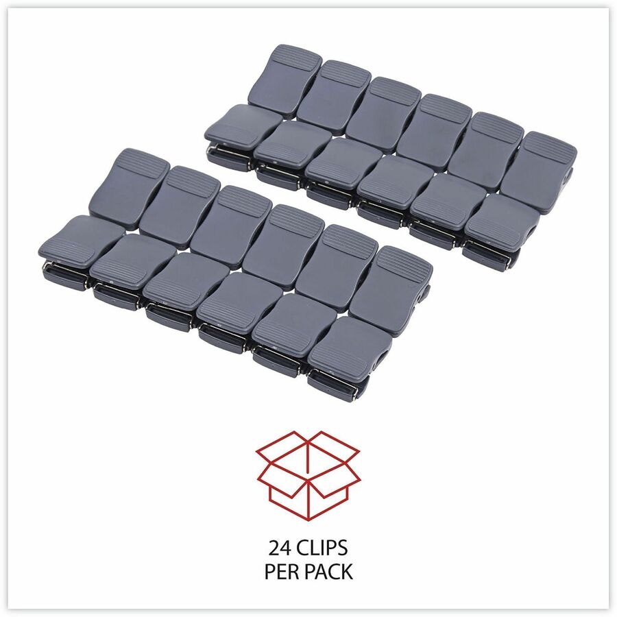 Universal Deluxe Recycled Cubicle Clips, 40 Sheet Capacity, Charcoal, 24/Pack - Standard - 0.6" Length x 1" Width - 0.50" Size Capacity - 40 Sheet Capacity - Charcoal - Plastic - 24 / Pack