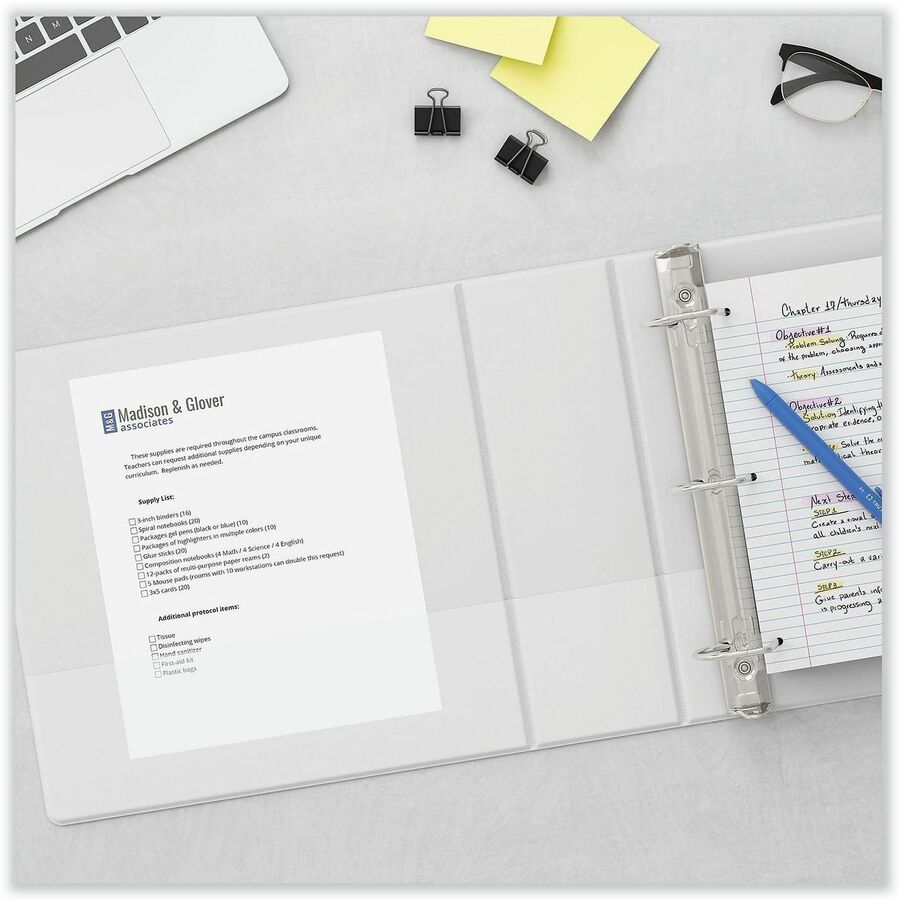 Universal Slant D-Ring View Binder, 3 Rings, 2" Capacity, 11 x 8.5, White, 4/Pack - 2" Binder Capacity - Letter - 8 1/2" x 11" Sheet Size - 500 Sheet Capacity - 3 Ring(s) - Fastener(s): Ring - Pocket(s): 2, Inside Front & Back - Polypropylene - White -...