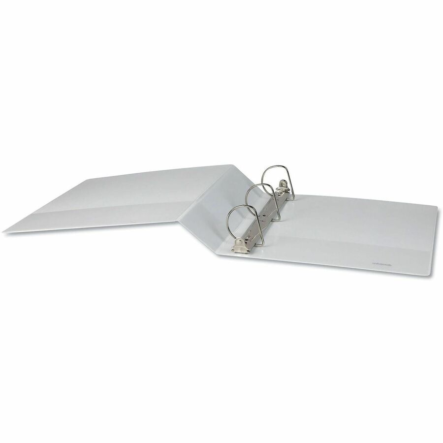 Universal Slant D-Ring View Binder, 3 Rings, 2" Capacity, 11 x 8.5, White, 4/Pack - 2" Binder Capacity - Letter - 8 1/2" x 11" Sheet Size - 500 Sheet Capacity - 3 Ring(s) - Fastener(s): Ring - Pocket(s): 2, Inside Front & Back - Polypropylene - White -...