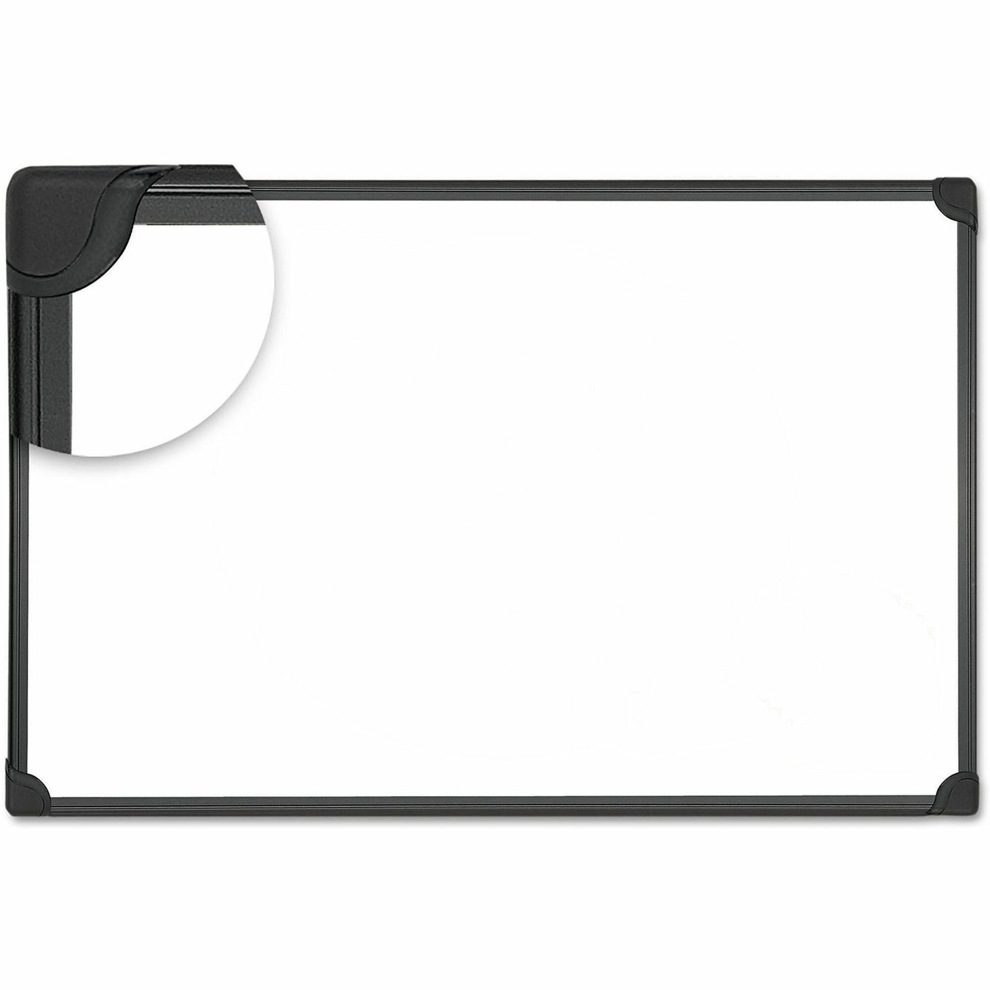Universal Dry Erase Board - 24" (2 ft) Width x 18" (1.5 ft) Height - White Steel Surface - Black Aluminum Frame - Magnetic - 1 Each