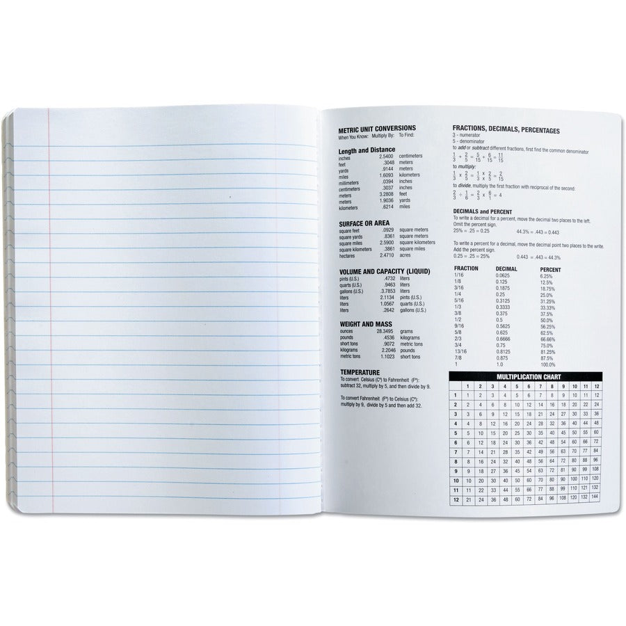 Universal Composition Book, Wide/Legal Rule, Black Marble Cover, (100) 9.75 x 7.5 Sheets - 1 Subject(s) - 100 Sheets - Sewn - Wide Ruled, Legal Ruled Front Ruling - 15 lb Basis Weight - 9.75" Height x 7.5" Width - White Paper - Black Marble Chipboard C...