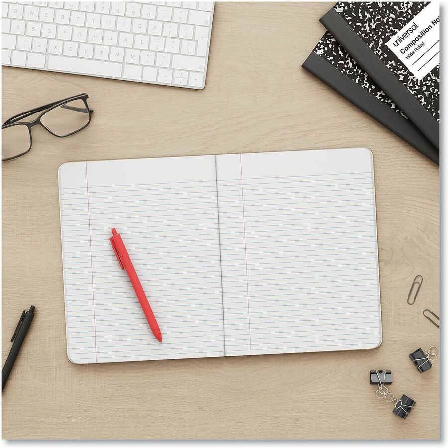 Universal Composition Book, Wide/Legal Rule, Black Marble Cover, (100) 9.75 x 7.5 Sheets - 1 Subject(s) - 100 Sheets - Sewn - Wide Ruled, Legal Ruled Front Ruling - 15 lb Basis Weight - 9.75" Height x 7.5" Width - White Paper - Black Marble Chipboard C...
