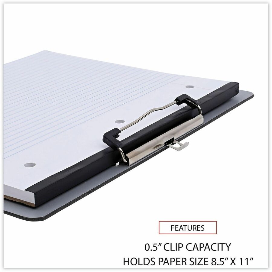 Universal Clipboard - 0.50" Clip Capacity - Storage for Paper - 11" x 8 1/2" Sheet Size - Plastic - Silver - 1 Each