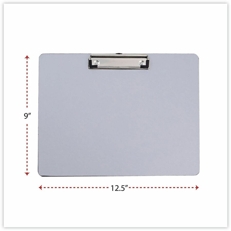 Universal Clipboard - 0.50" Clip Capacity - Storage for Paper - 11" x 8 1/2" Sheet Size - Plastic - Silver - 1 Each