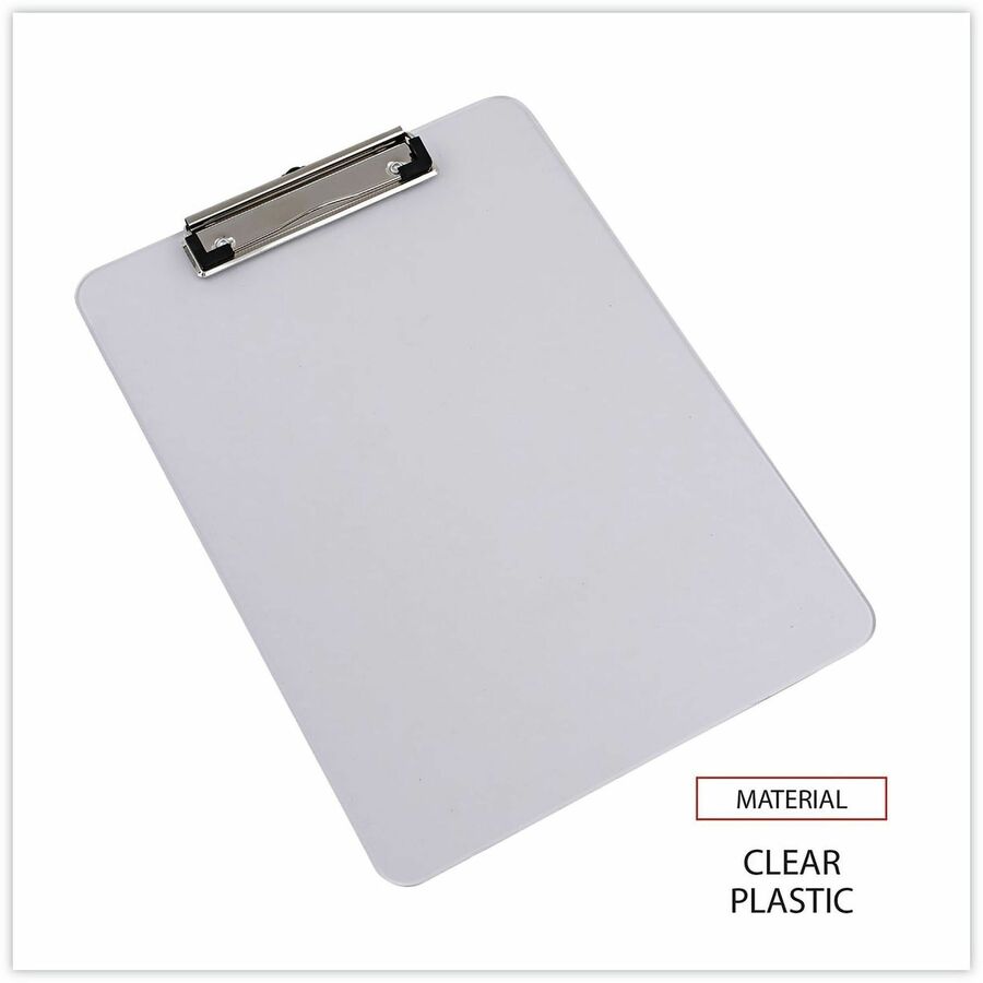 Universal Clipboard - 0.50" Clip Capacity - Storage for Paper - 8 1/2" x 11" Sheet Size - Plastic - Clear - 1 Each