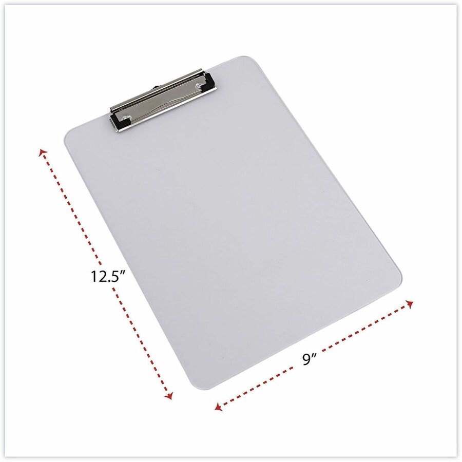 Universal Clipboard - 0.50" Clip Capacity - Storage for Paper - 8 1/2" x 11" Sheet Size - Plastic - Clear - 1 Each