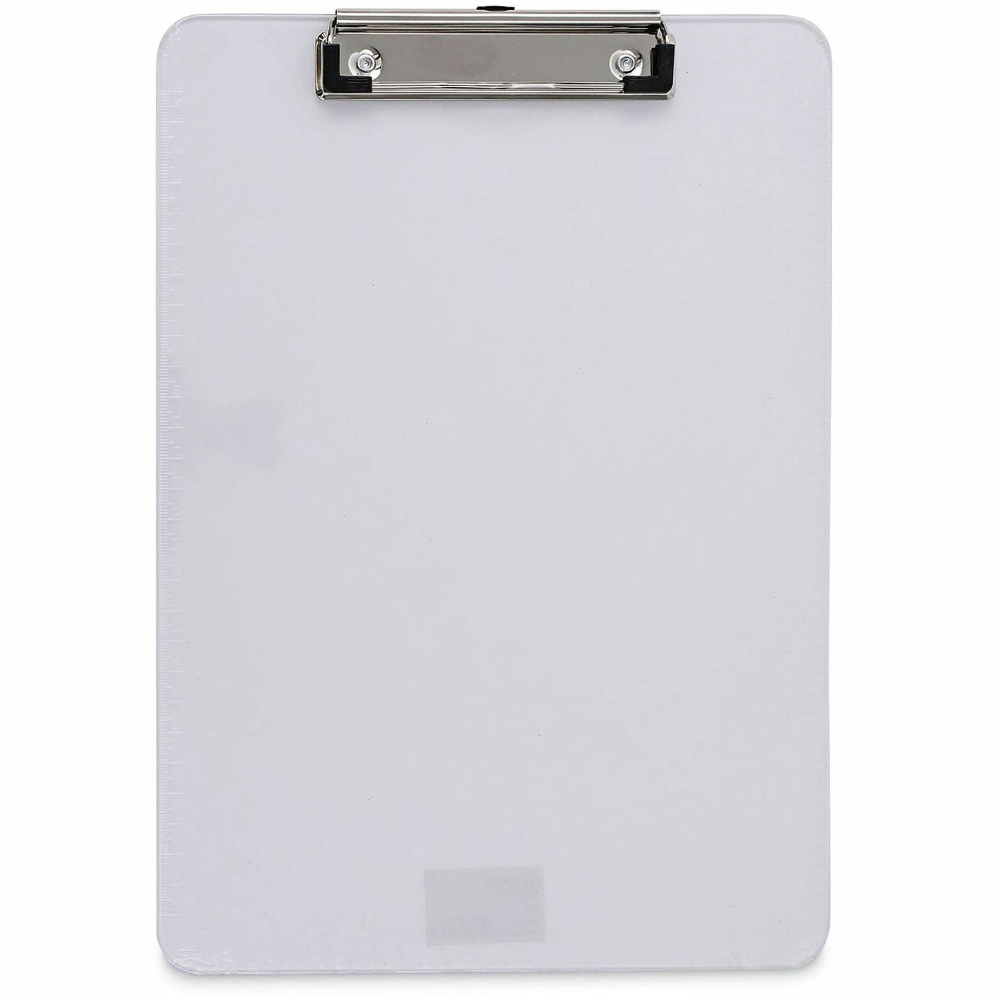 Universal Clipboard - 0.50" Clip Capacity - Storage for Paper - 8 1/2" x 11" Sheet Size - Plastic - Clear - 1 Each