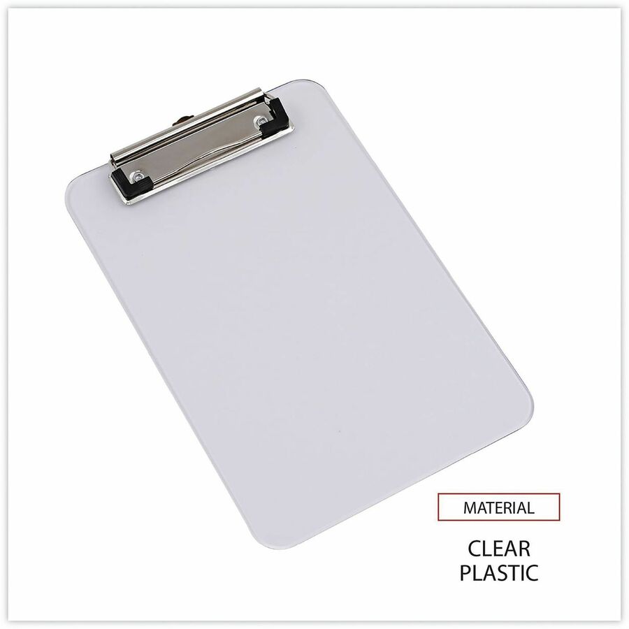 Universal Clipboard - 0.50" Clip Capacity - Storage for Paper - 5" x 8" Sheet Size - Plastic - Clear - 1 Each