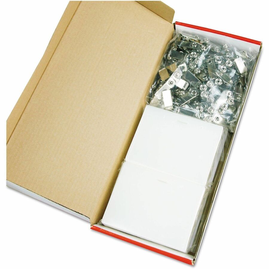 Universal Deluxe Name Badge Holder - Support 3.50" x 2.25" Media - Horizontal - Plastic - Clear - 50 / Box