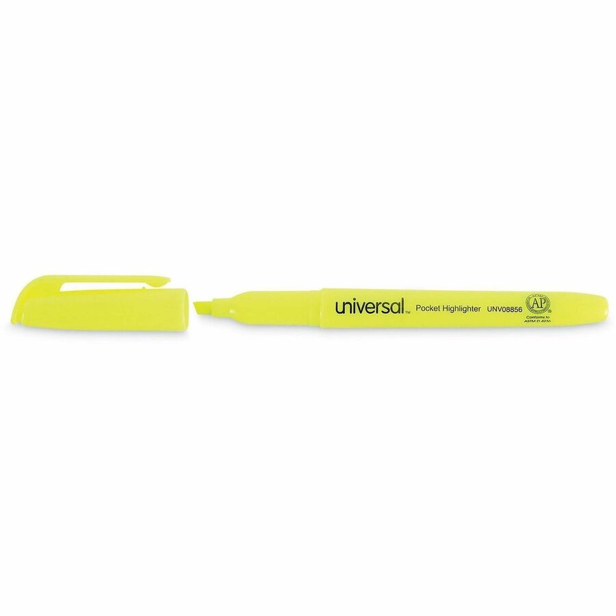 Universal Highlighter - Chisel Marker Point - Fluorescent Yellow Ink - Yellow Barrel - 36 / Pack