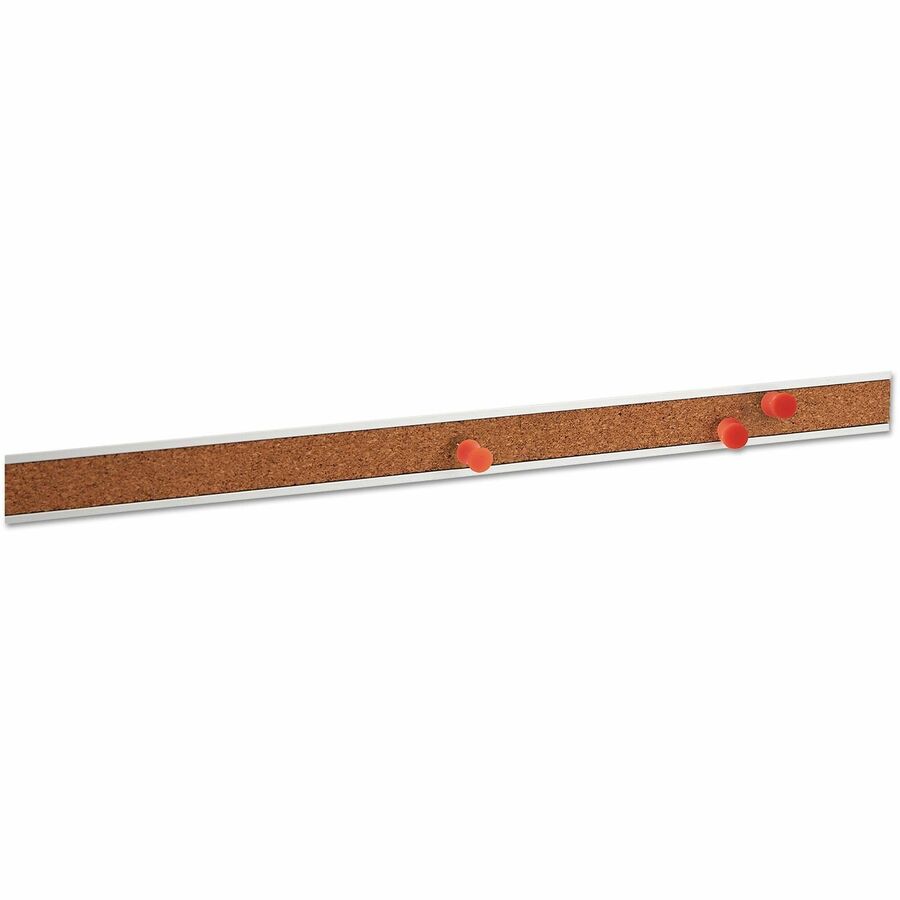 Universal Bulletin Board - 1" Board Height x 36" Board Width - Brown Cork Surface - Self-healing, Easy Installation - Silver Aluminum Frame - 1" Height x 36" Width - 1 Each