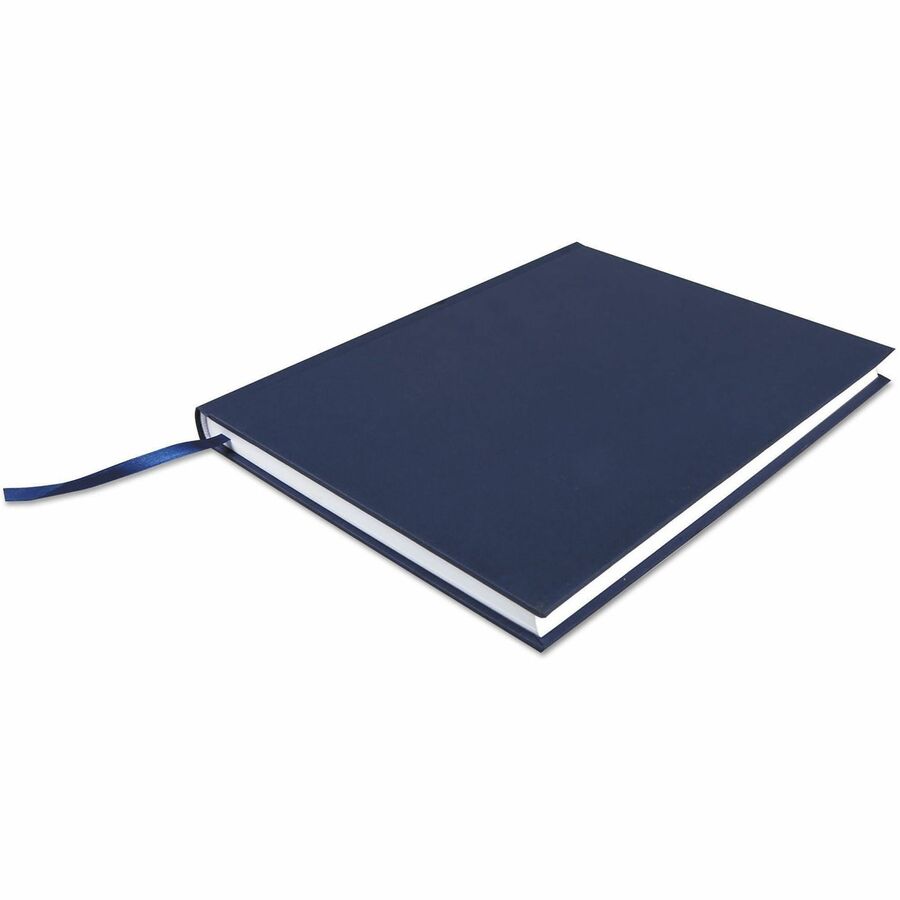 Universal Notebook - 1 Subject(s) - 150 Sheets - Sewn - Wide Ruled, Legal Ruled Front Ruling - 47 lb Basis Weight - 10.50" Height x 7.9" Width - White Paper - Dark Blue Linen Paper Cover