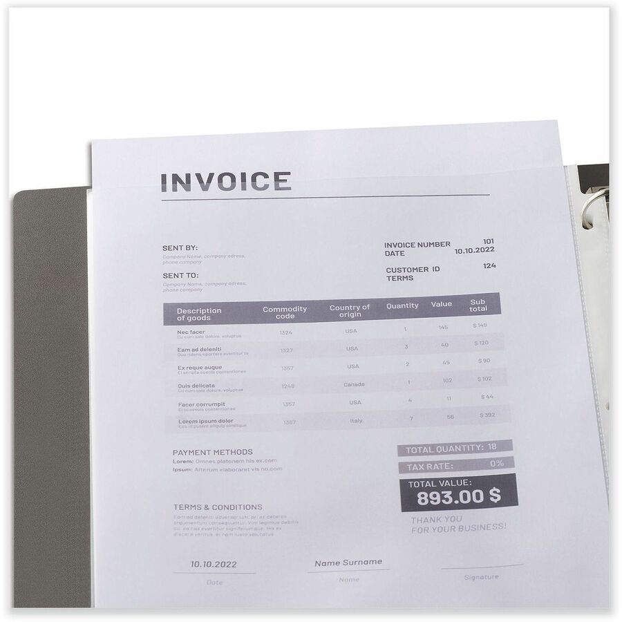 Universal Sheet Protector - 2 x Sheet Capacity - For Letter 8 1/2" x 11" Sheet - 3 x Holes - Ring Binder - Top Loading - Rectangular - Clear - Polypropylene - 200 / Box
