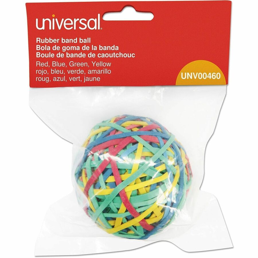 Universal Rubber Band Ball, 3" Diameter, Size 32, Assorted Colors, 260/Pack - Size: #32 - 2.8" Length x 0.1" Width - Rubber - Red, Blue, Green, Yellow - 260 / Pack