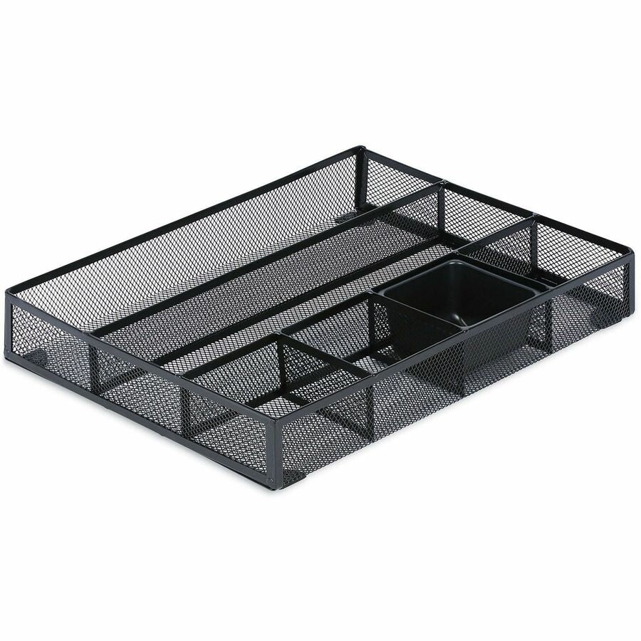 Universal Metal Mesh Drawer Organizer, Six Compartments, 15 x 11.88 x 2.5, Black - 6 Compartment(s) - 2.50" Height x 15" Width x 11.88" Depth - Black - Metal Mesh - 1 Each