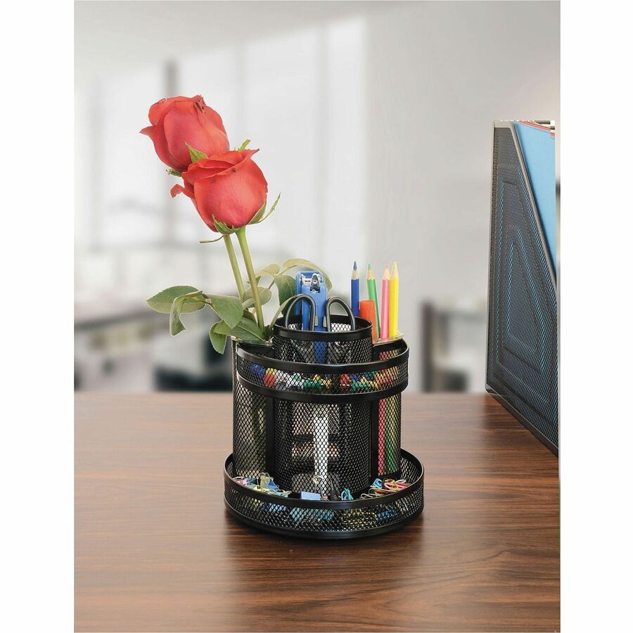 Universal Desktop Organizer - 8 Compartment(s) - 6.13" Height - Black - Metal Mesh - 1 Each