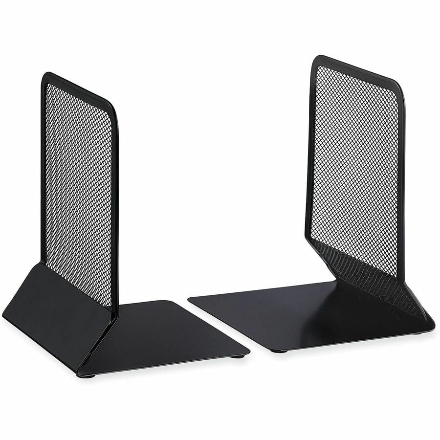 Universal Metal Mesh Bookends, Nonskid Base, 5.38 x 5.38 x 6.75, Black, Pair - 6.75" Height x 5.38" Width x 5.38" Depth - Non-skid Base, Rounded Corner - Black - Metal Mesh, Metal - 6 Pair