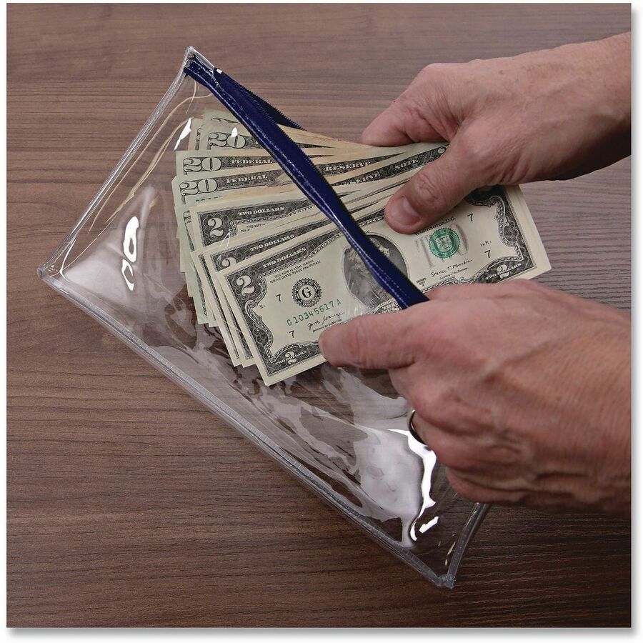 Universal Carrying Case (Wallet) Cash - Blue, Clear - Plastic, Polyethylene Body - 6" Height x 11" Width - 2 / Pack