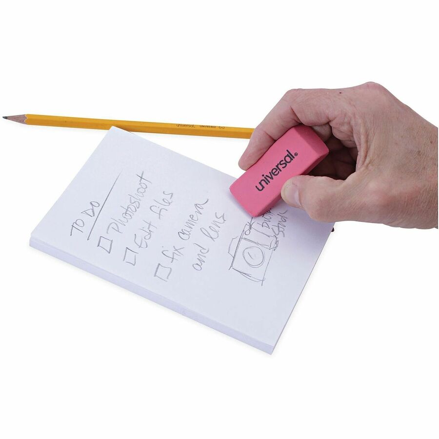 Universal Manual Eraser - Pink - Rectangle - Elastomer - 20 / Pack - Soft, Latex-free, Beveled Edge, Tear Resistant, Smudge Resistant, Ghost Resistant