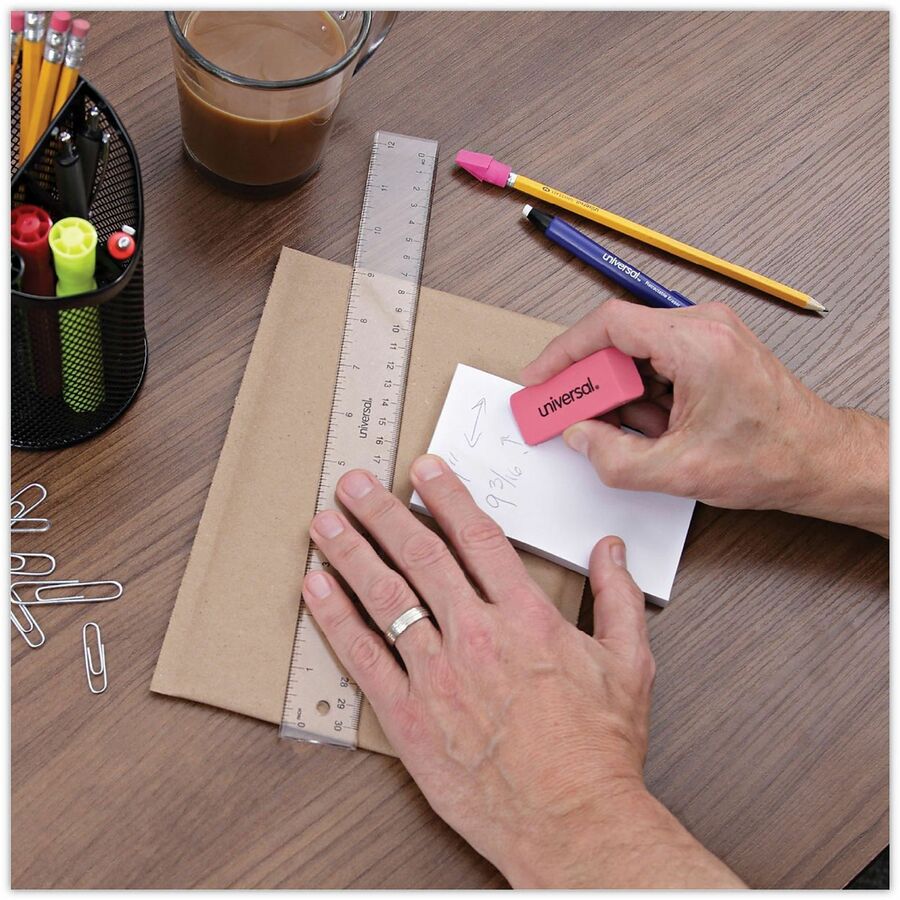 Universal Manual Eraser - Pink - Rectangle - Elastomer - 20 / Pack - Soft, Latex-free, Beveled Edge, Tear Resistant, Smudge Resistant, Ghost Resistant