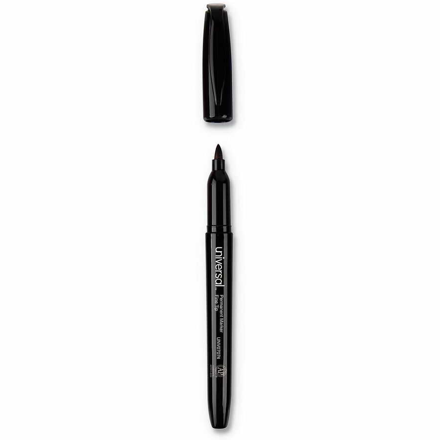 Universal Pen-Style Permanent Marker Value Pack, Fine Bullet Tip, Black, 60/Pack - Fine Bullet Marker Point - Black Ink - General Purpose - 60 / Pack