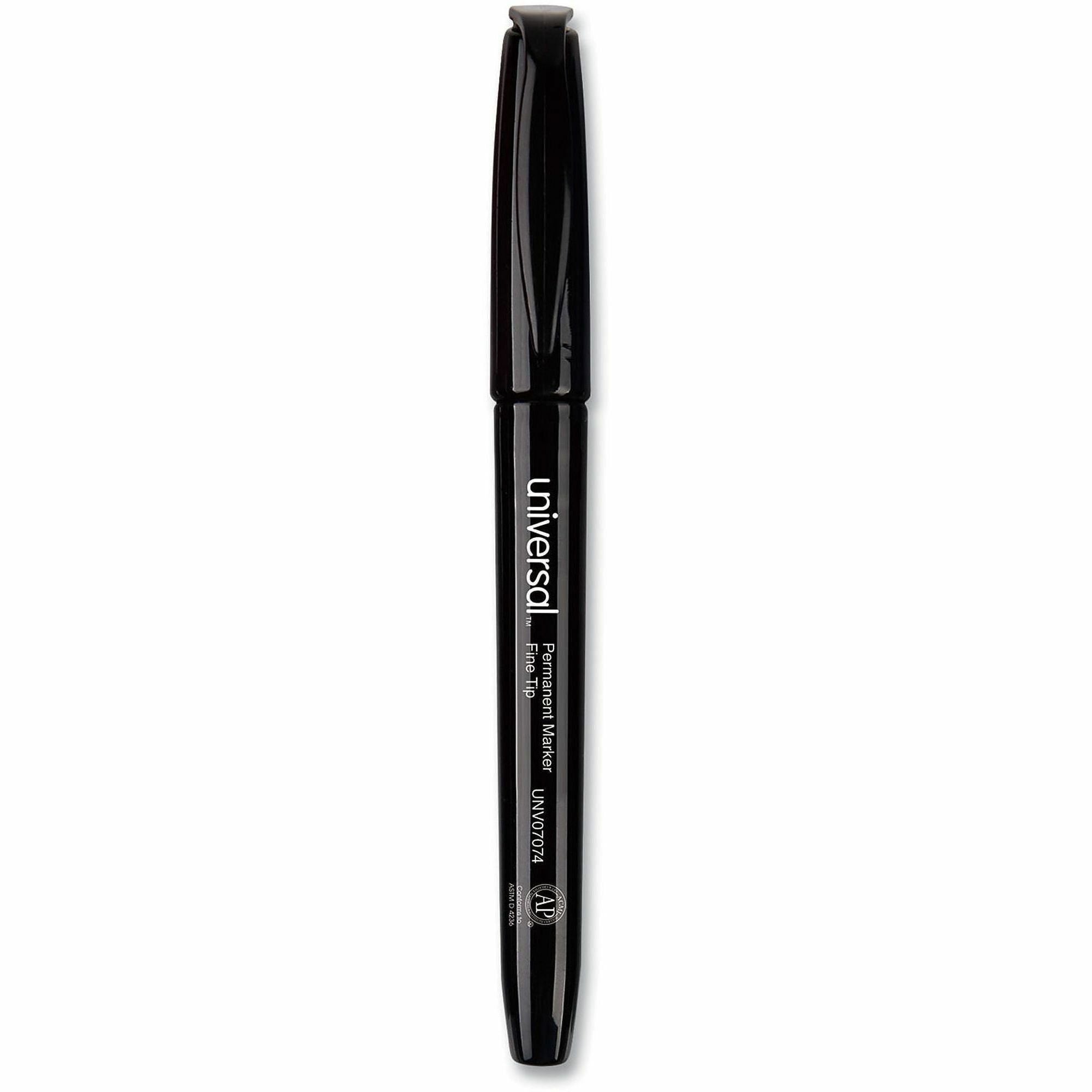 Universal Pen-Style Permanent Marker Value Pack, Fine Bullet Tip, Black, 60/Pack - Fine Bullet Marker Point - Black Ink - General Purpose - 60 / Pack