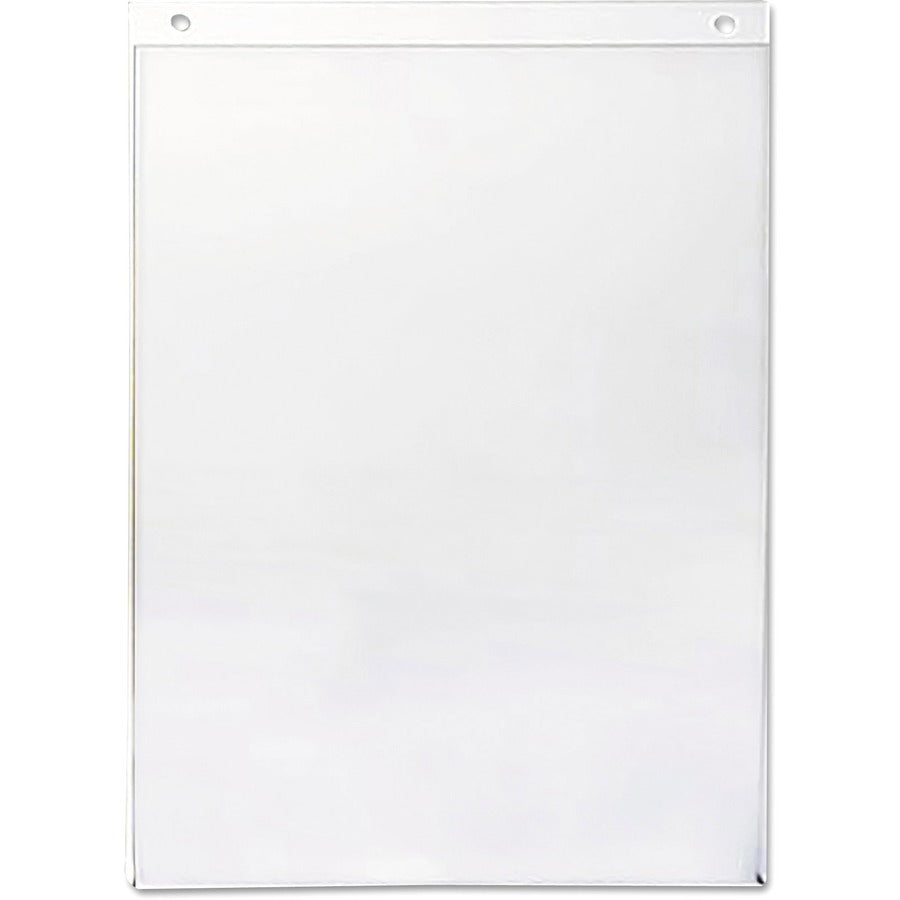 Universal Sign Holder - Rectangular Shape - Wall Mountable - Top Loading, Durable, Pre-drilled - Signage - Plastic - Clear, Clear - 2 / Pack