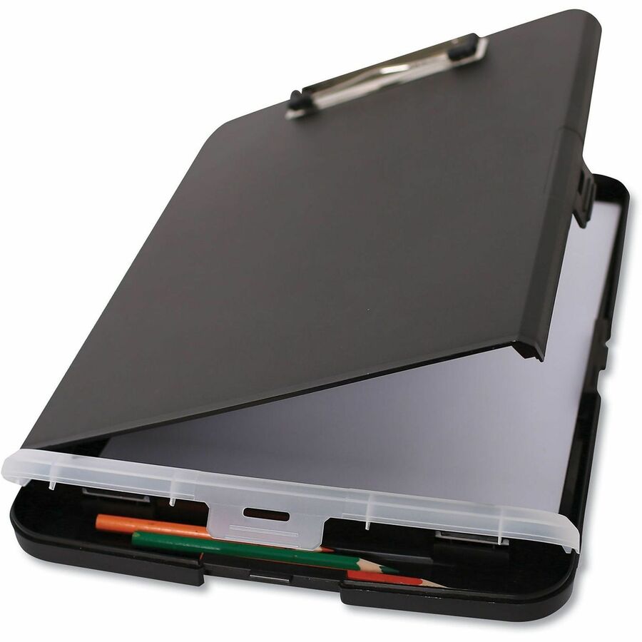 Universal Storage Clipboard - 0.50" Clip Capacity - 8 1/2" x 11" Sheet Size - Plastic - Black - 1 Each